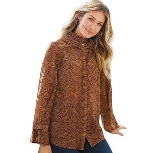 𝅺SOFT Surroundings Paisley Ruffled Knightsbridge Blouse Size Medium